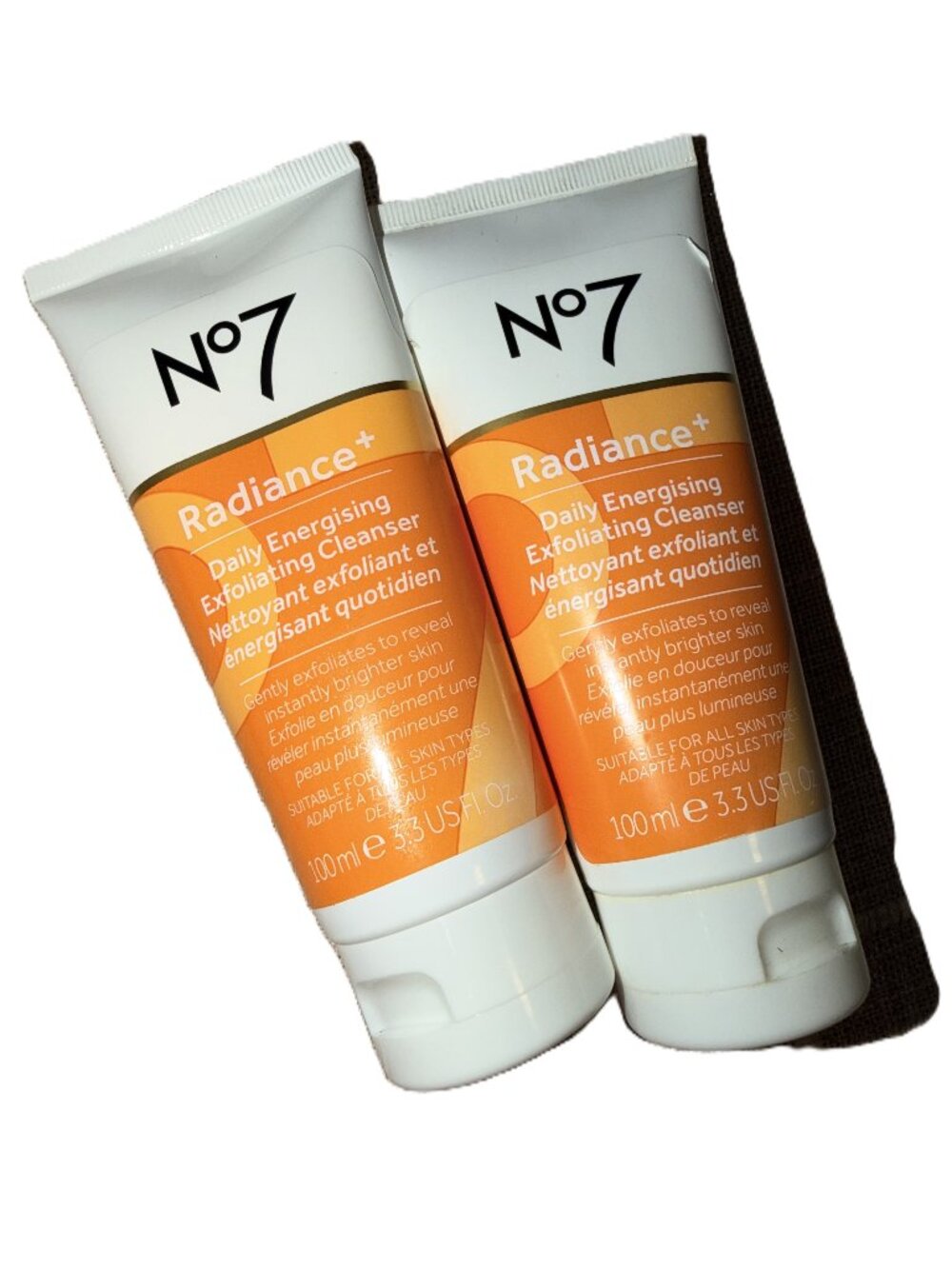 No7 Radiance+ Daily Energising Exfoliating Cleanser 3.3 oz - Lot of 2
